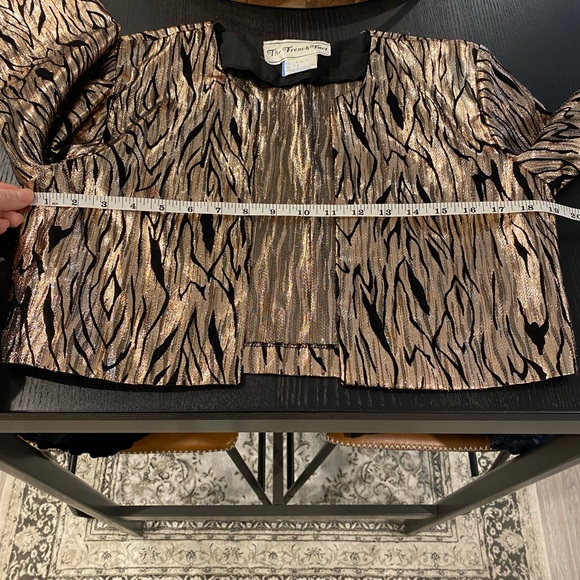 VINTAGE Metallic Gold Copper Silver Cropped Jacket Size Small - Picture 7 of 10